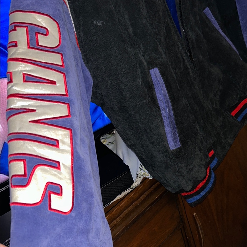 Vintage NFL New York Giants Black and Blue Varsity Jacket Size XL Men’s - Picture 3 of 9